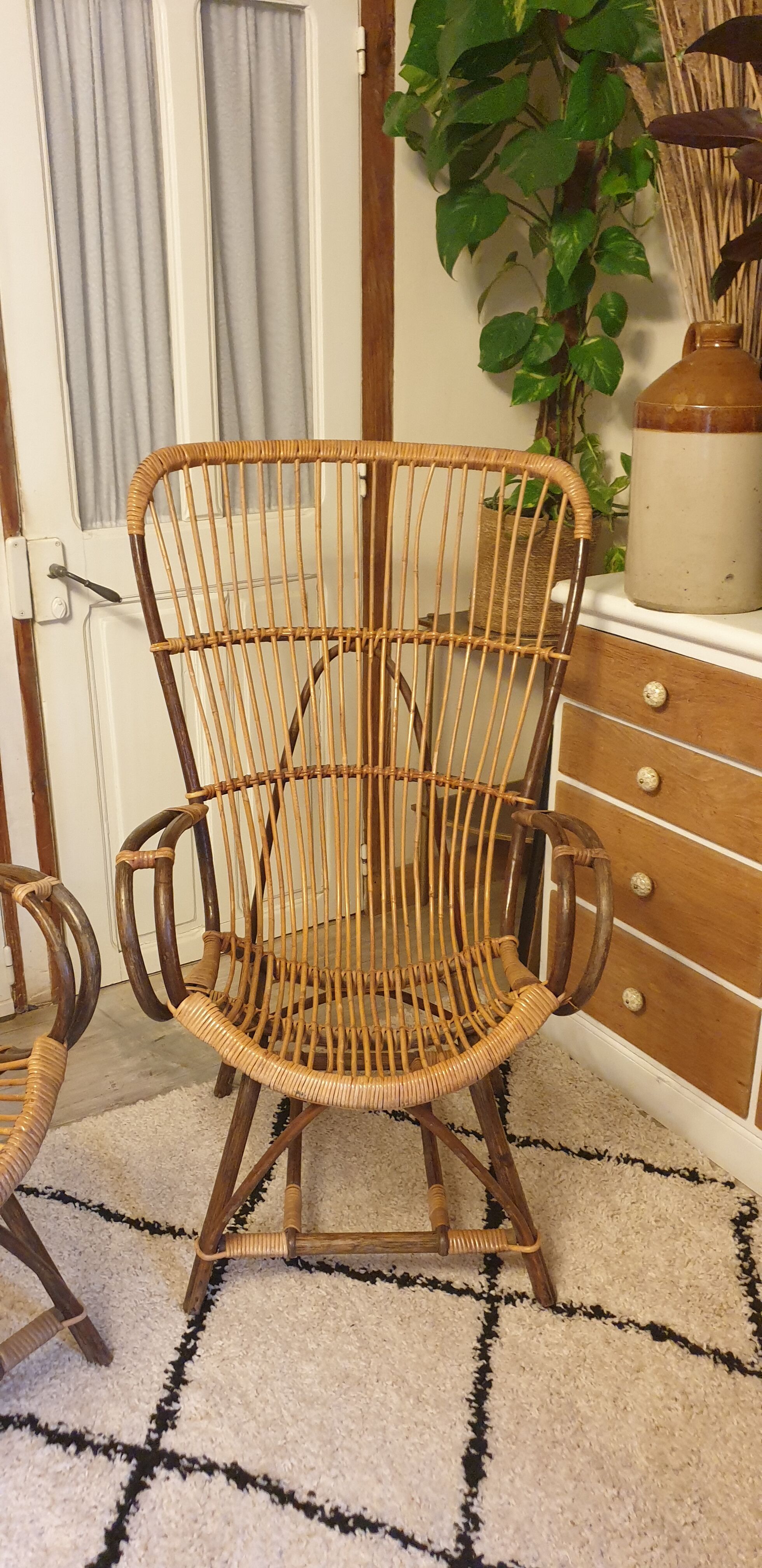Pair of rattan armchairs