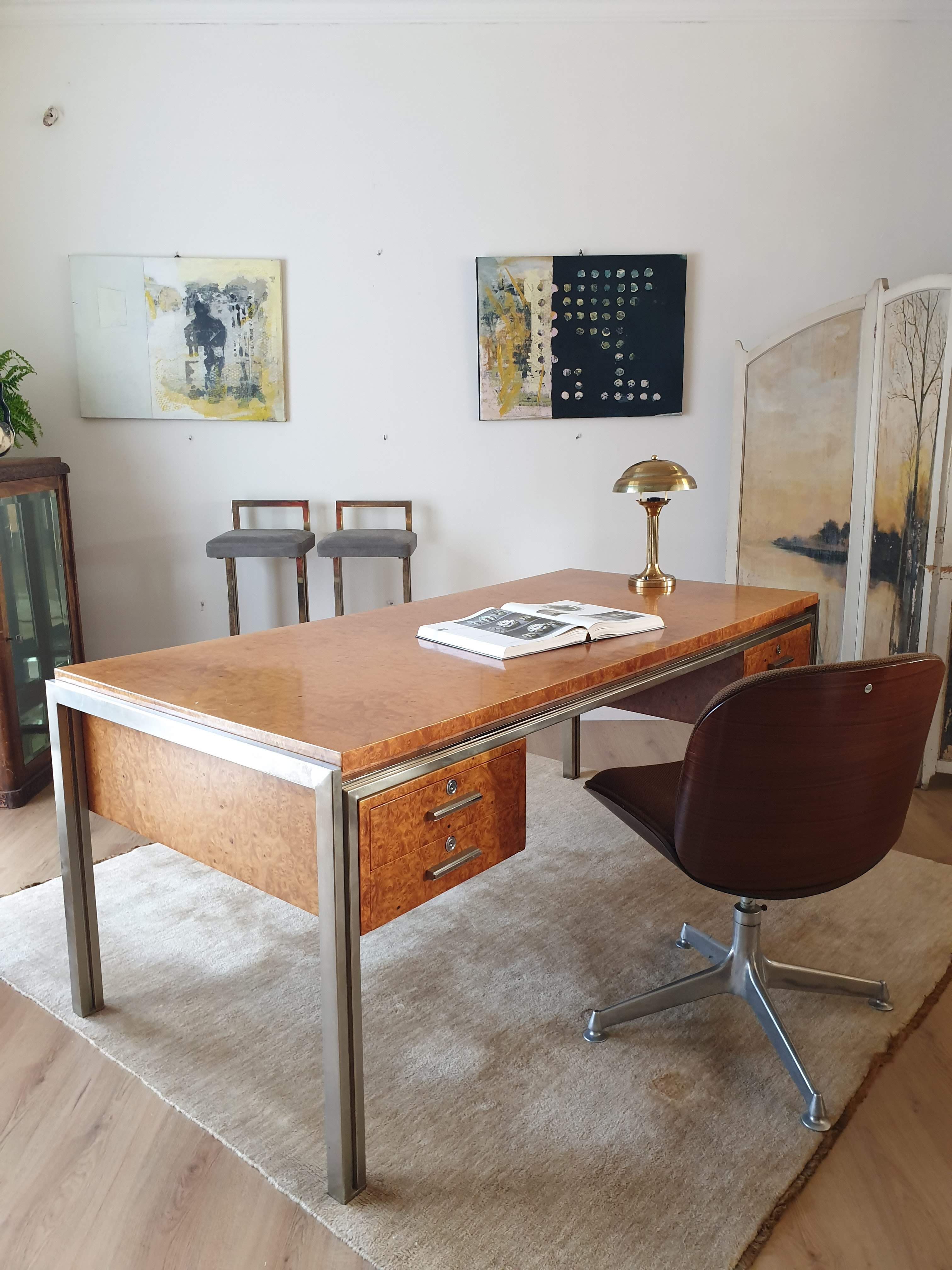 Large desk in burlwood