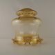 Large Mid Century Amber Glass Light Shade With Ribbed Effect & Frilled Edge
