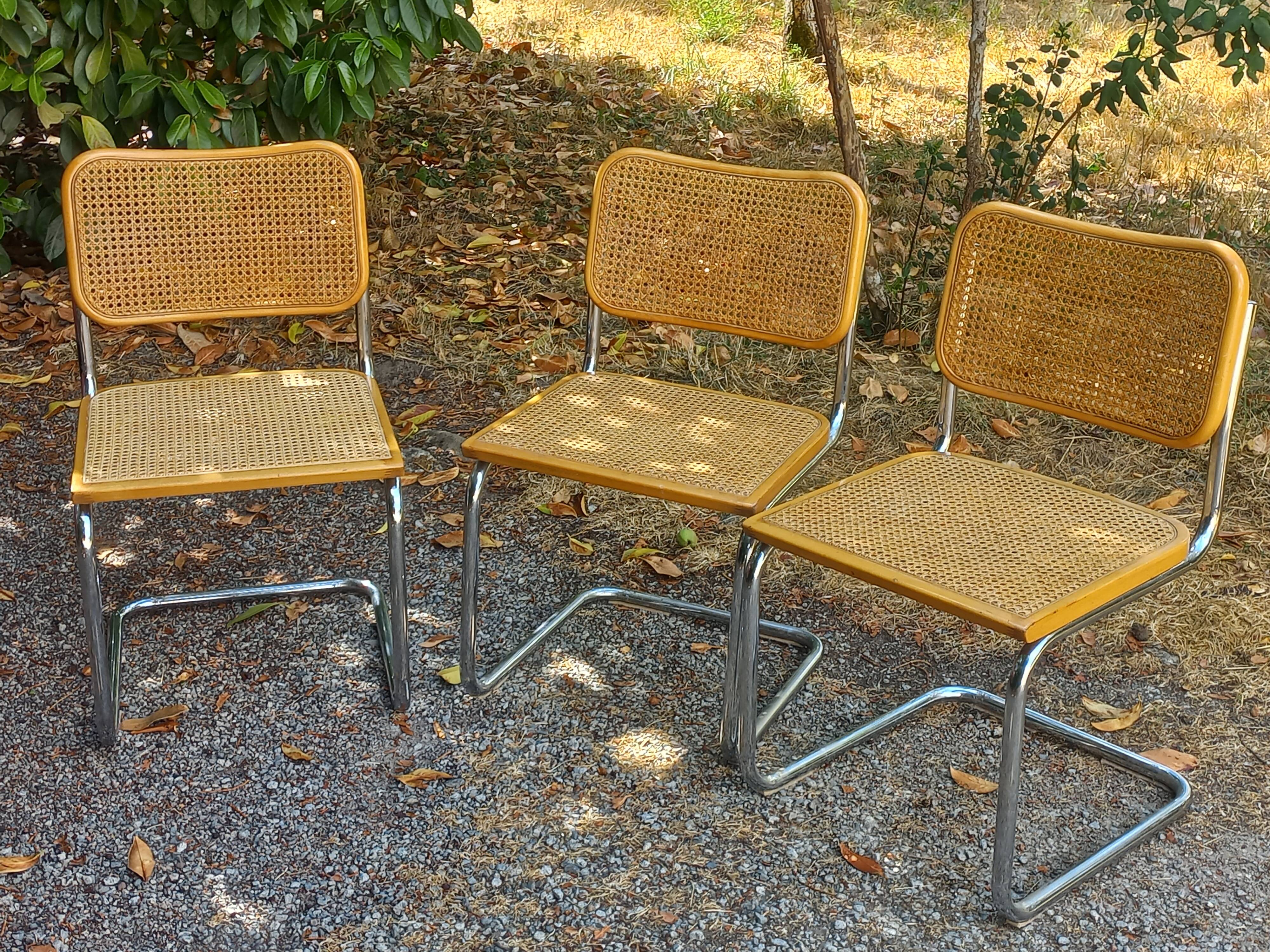 Set of 3 Cesca B32 chairs by Marcel Breuer