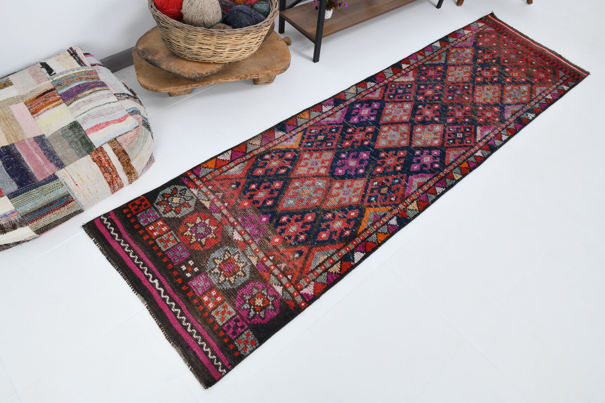 3x9 Vintage Antique Runner Rug, 76x283Cm