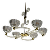 Venetian glass chandelier from Murano and brass, circa 1940.