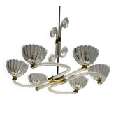 Lustre vénitien en verre de Murano et laiton, vers 1940