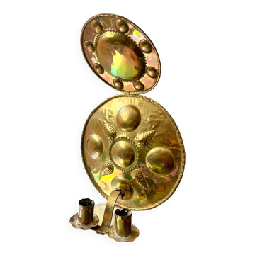 Large Antique  Brass Wall Candle holder  Sconce  height 35 cm