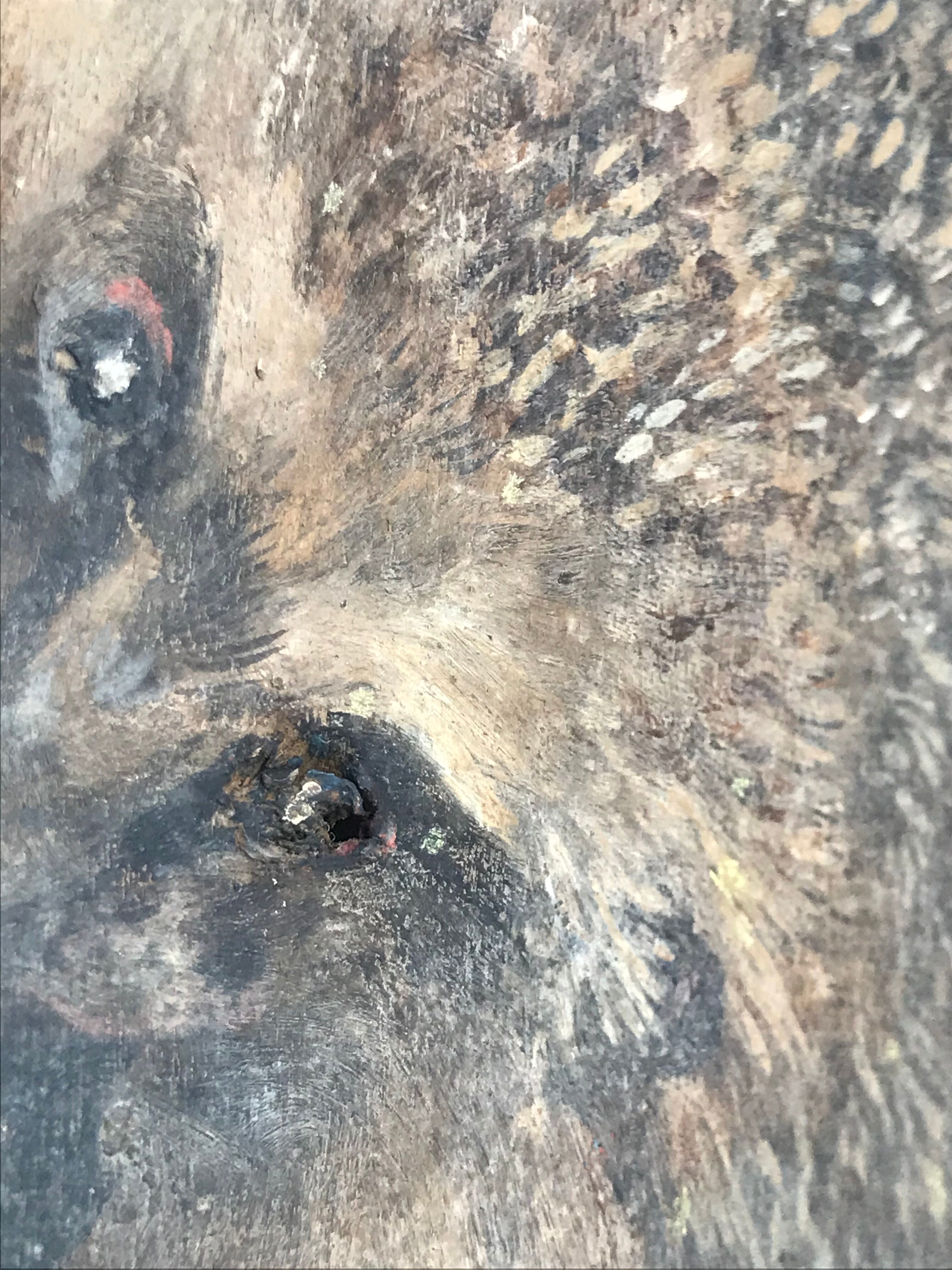 Oil on wood cherries and hedgehog small format painted double-sided