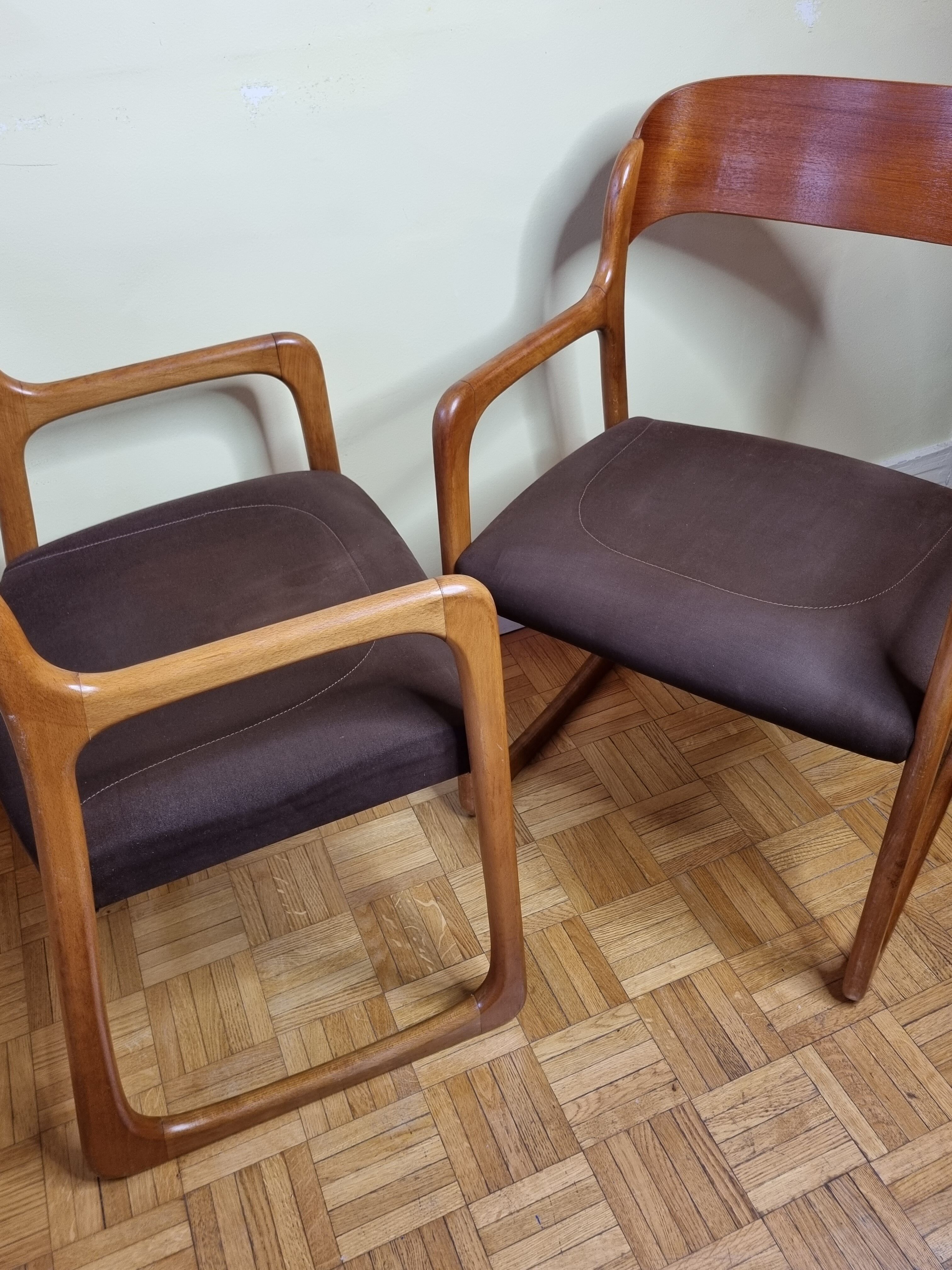 Pair of Baumann armchairs, model "sled", 1960