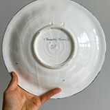 Large decorative dish hand painted with floral and bird motifs