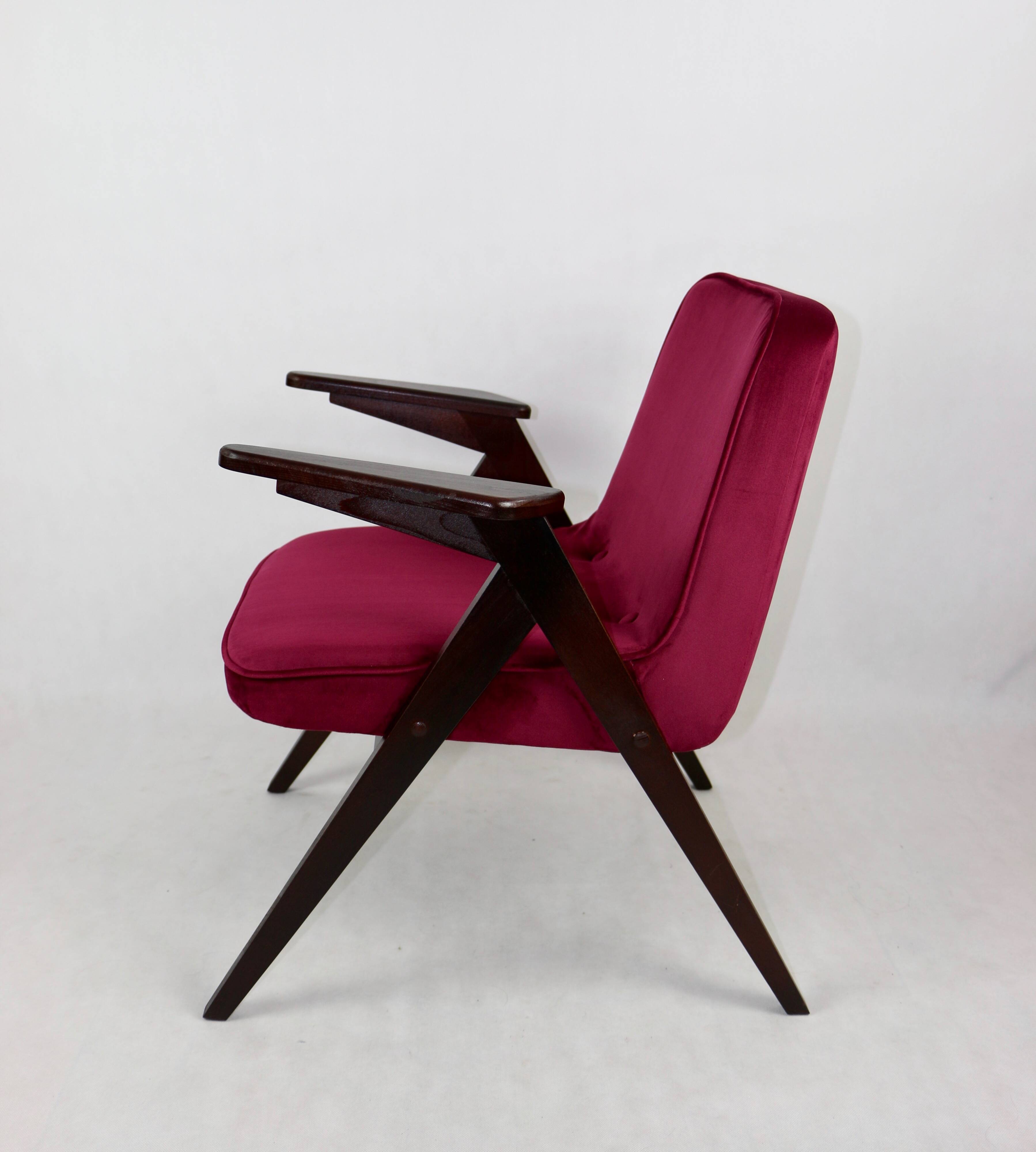 Burgundy Raspberry Bunny Armchair by Józef Chierowski