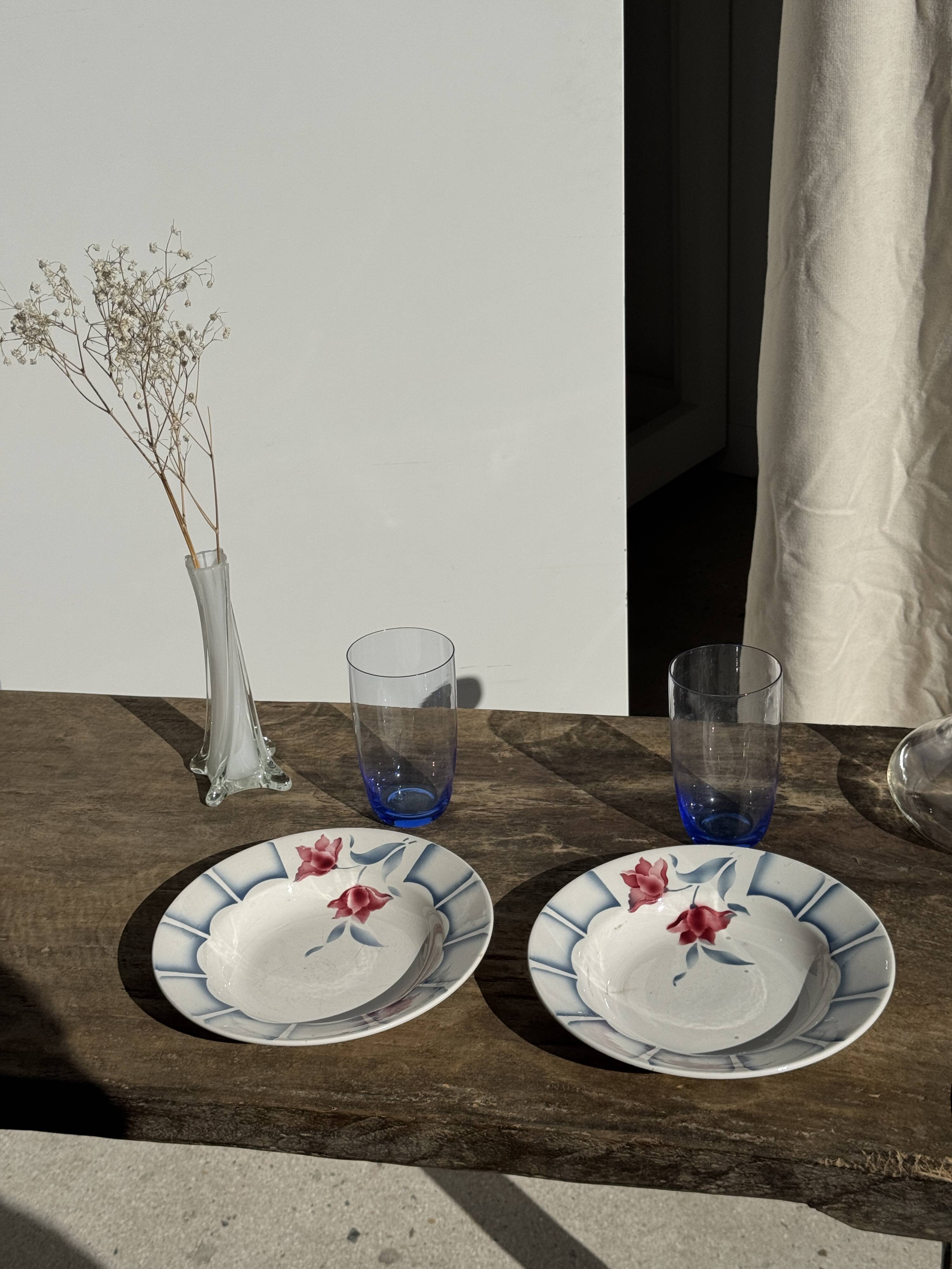 Set of 4 blue orangeade glasses H14