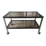 Table basse en métal et verres fumés