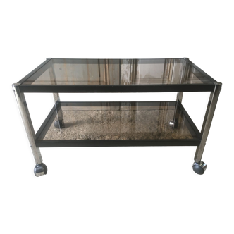 Metal coffee table and smoked glasses