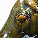 Vintage 1980s glazed terracotta horse or chess knight head