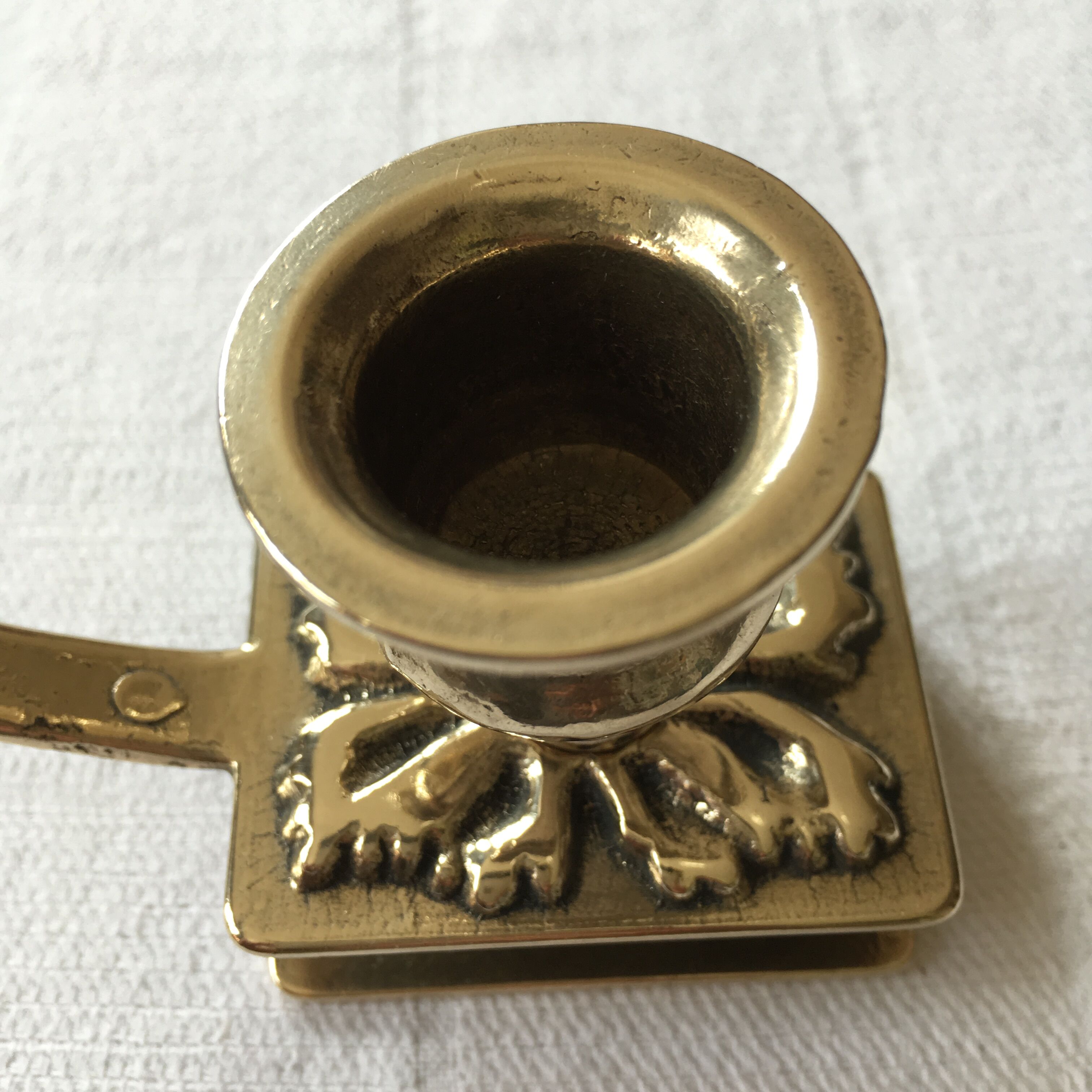 Former candlestick table edge brass