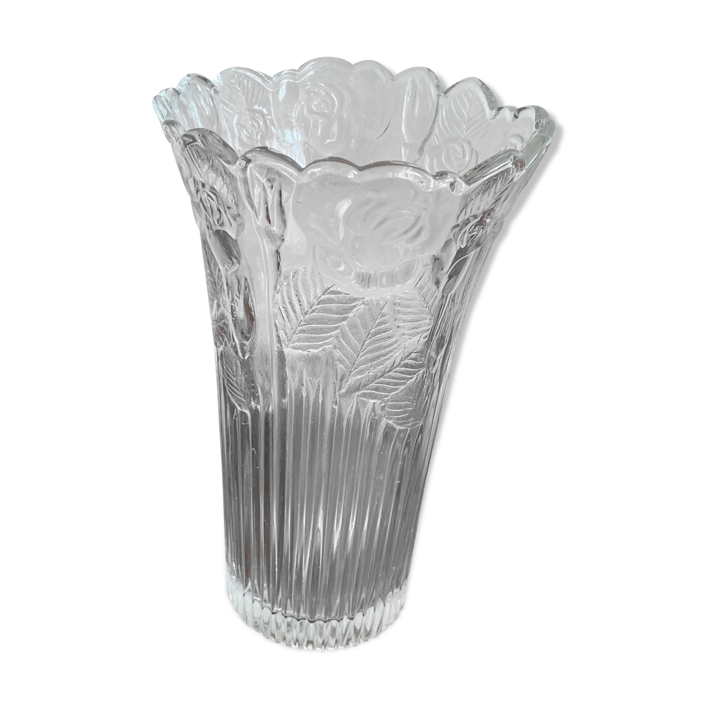 Cast glass vase Borgonovo Italy pink decoration