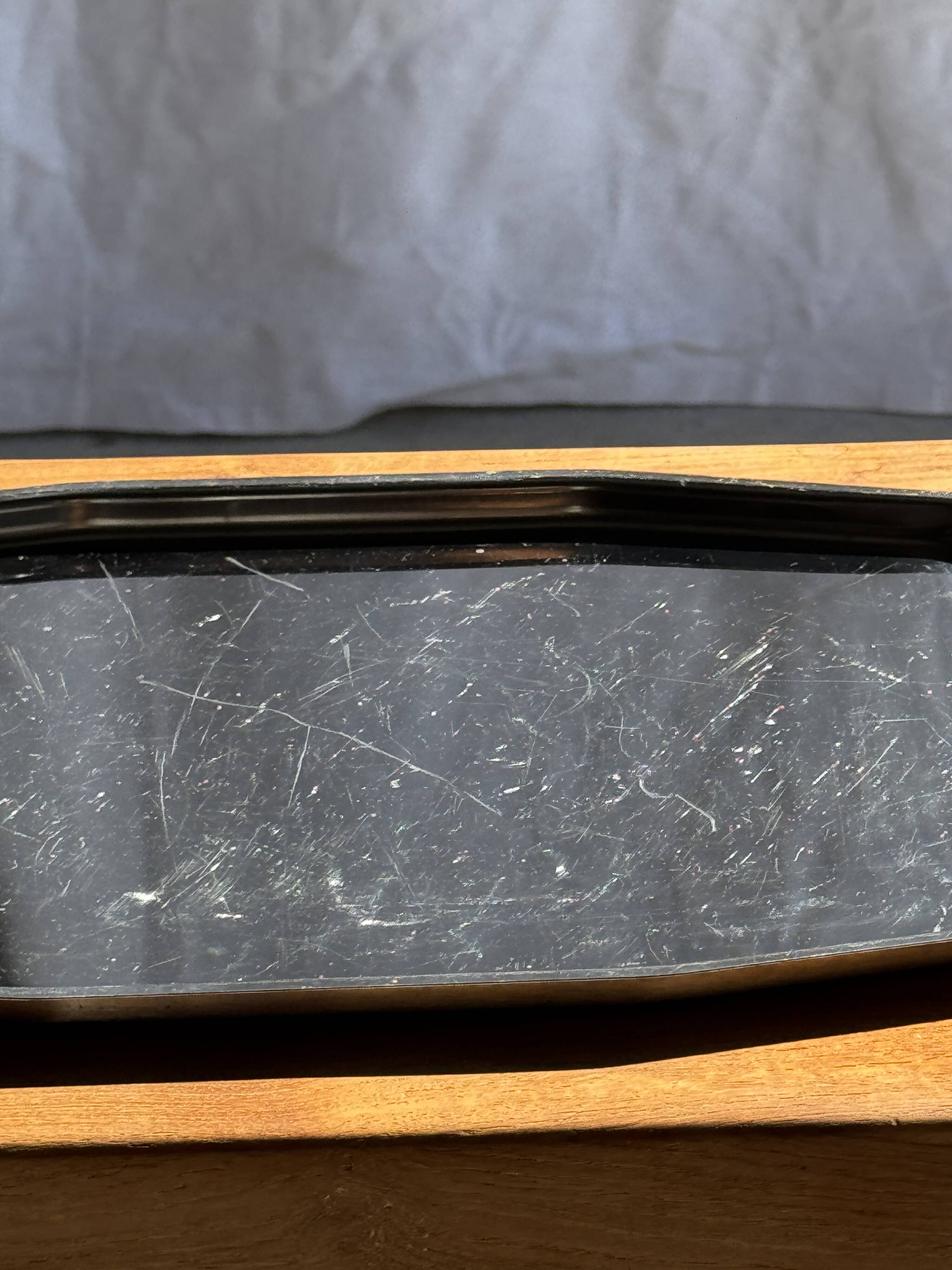 Vintage rectangular silver-plated tray with handles L37 W27 H1.5