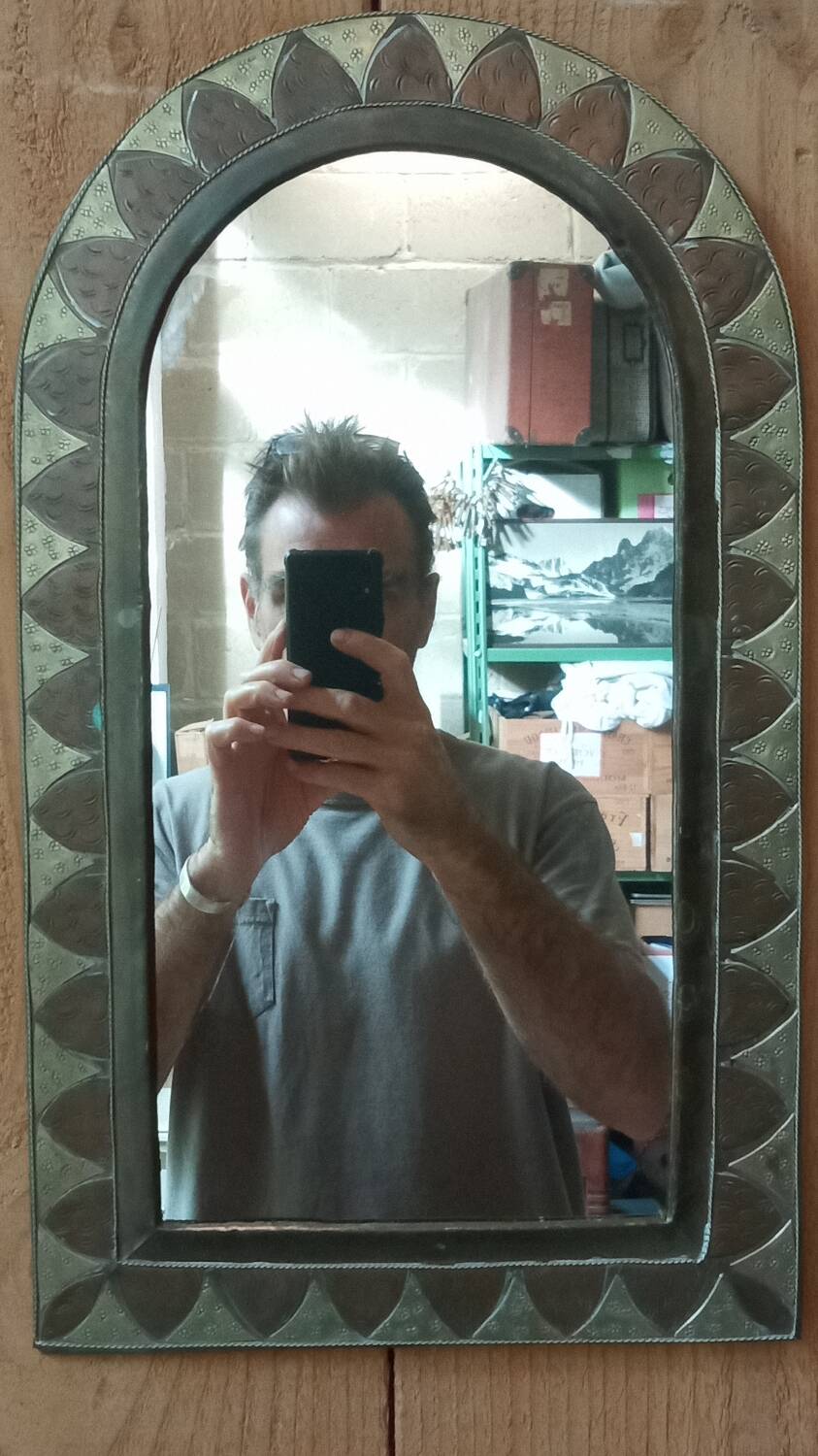 Moroccan copper and brass mirror from the 70s/80s