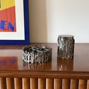 Brutalist top smoking set, ashtray and cigars box, Morbelli Italy 1970