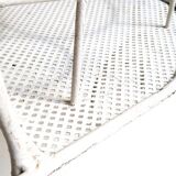 Serving / Rolling bar in white lacquered perforated metal in the style of Matégot Vintage from the 1950s