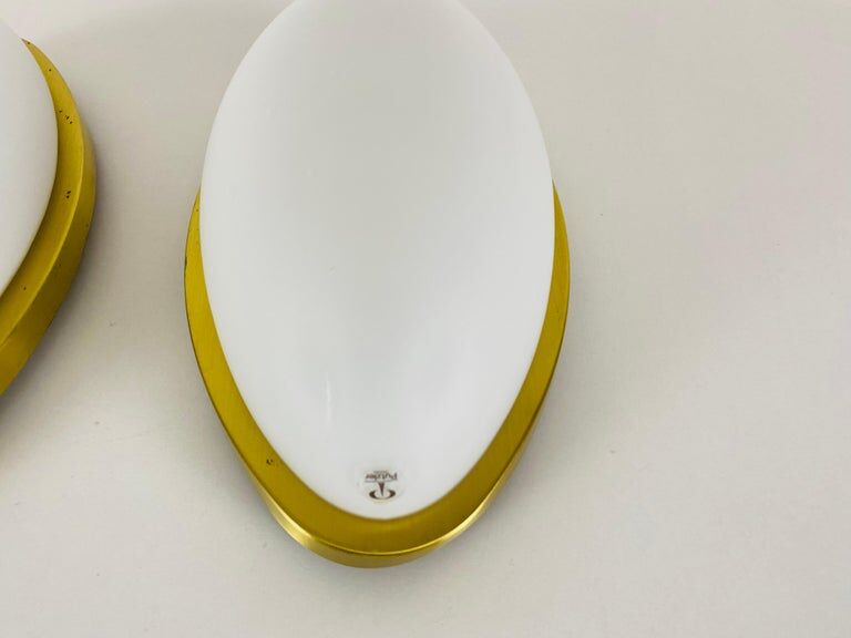 Pair of opaque glass wall lamps by Peill & Putzler, 1970, Germany