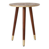 Side table with handcrafted embossed brass top: luxury bohemian side table.