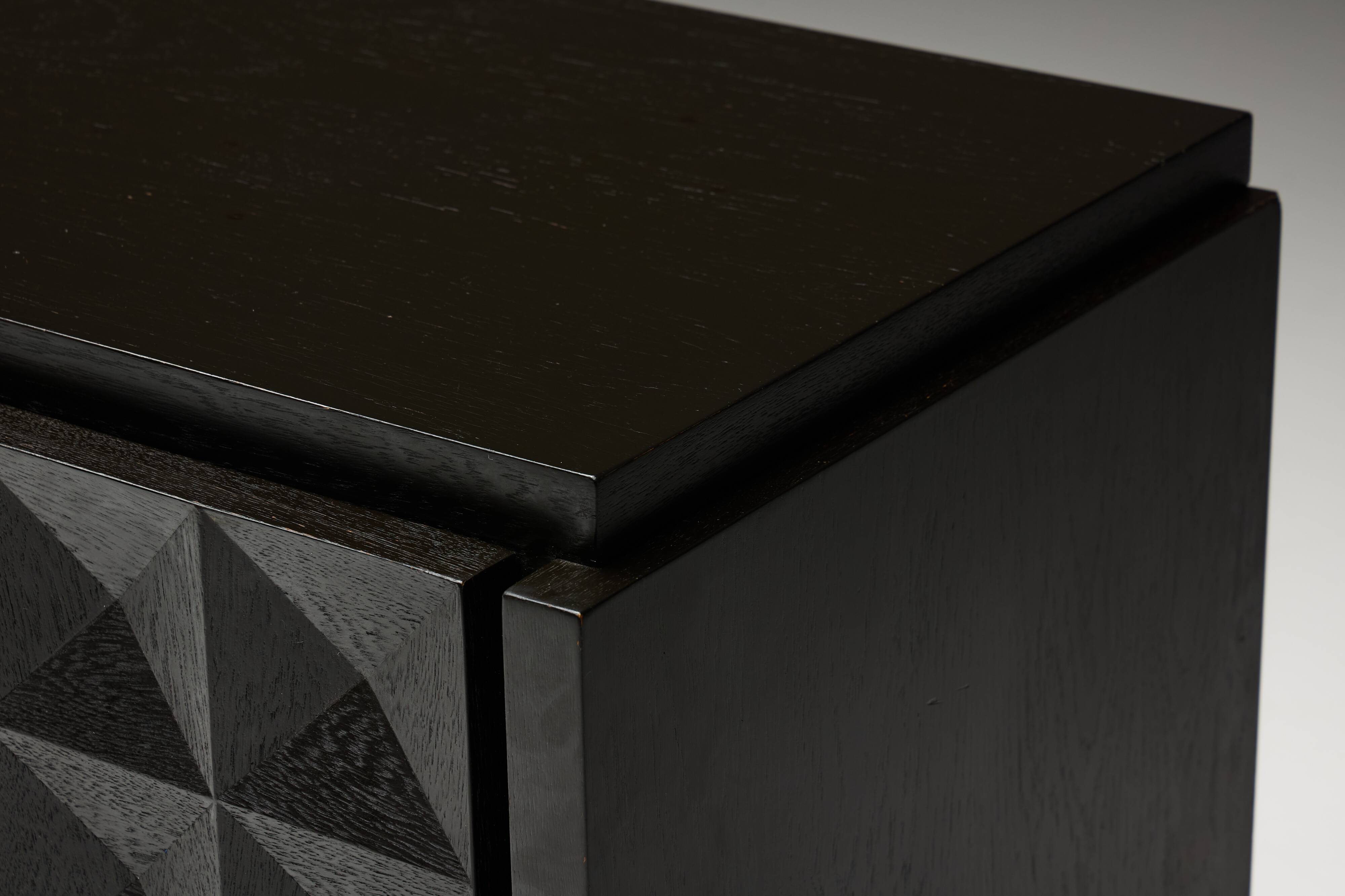 Brutalist Sideboard by De Coene in Stained Oak, Belgium, 1970s