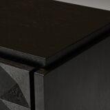 Brutalist Sideboard by De Coene in Stained Oak, Belgium, 1970s