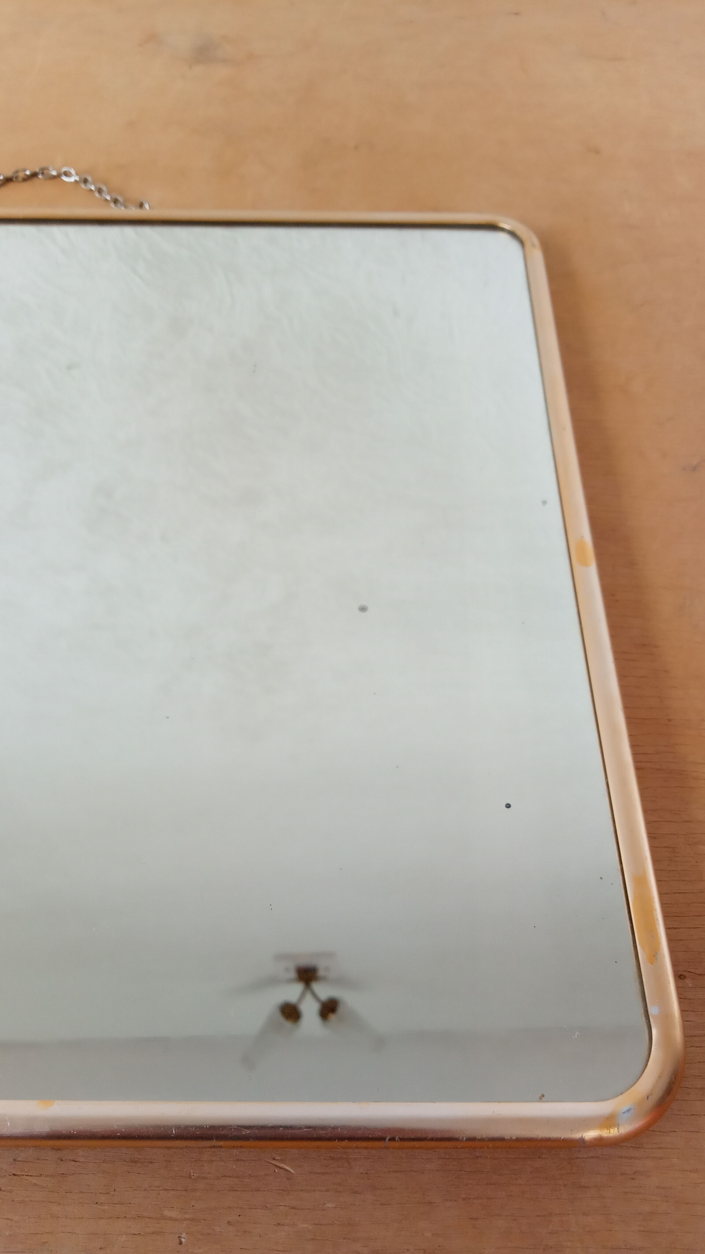 Golden barber mirror with chain, 30×40 cm