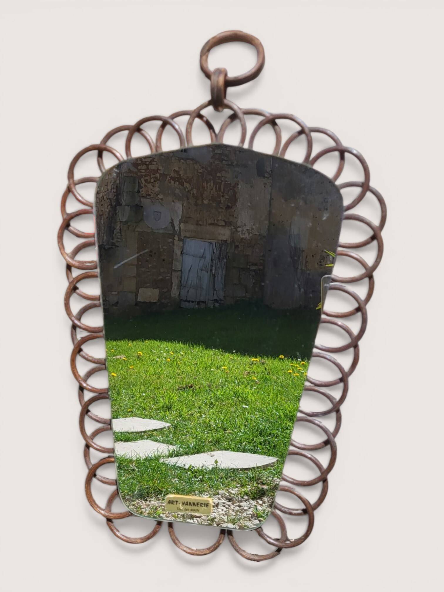 Miroir en rotin vintage