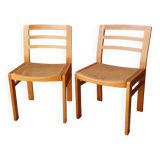 Pair of Baumann caned chairs, 70s/80s