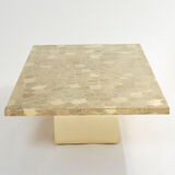 Table basse Belge en laiton gravé signée Christian Krekels 1970