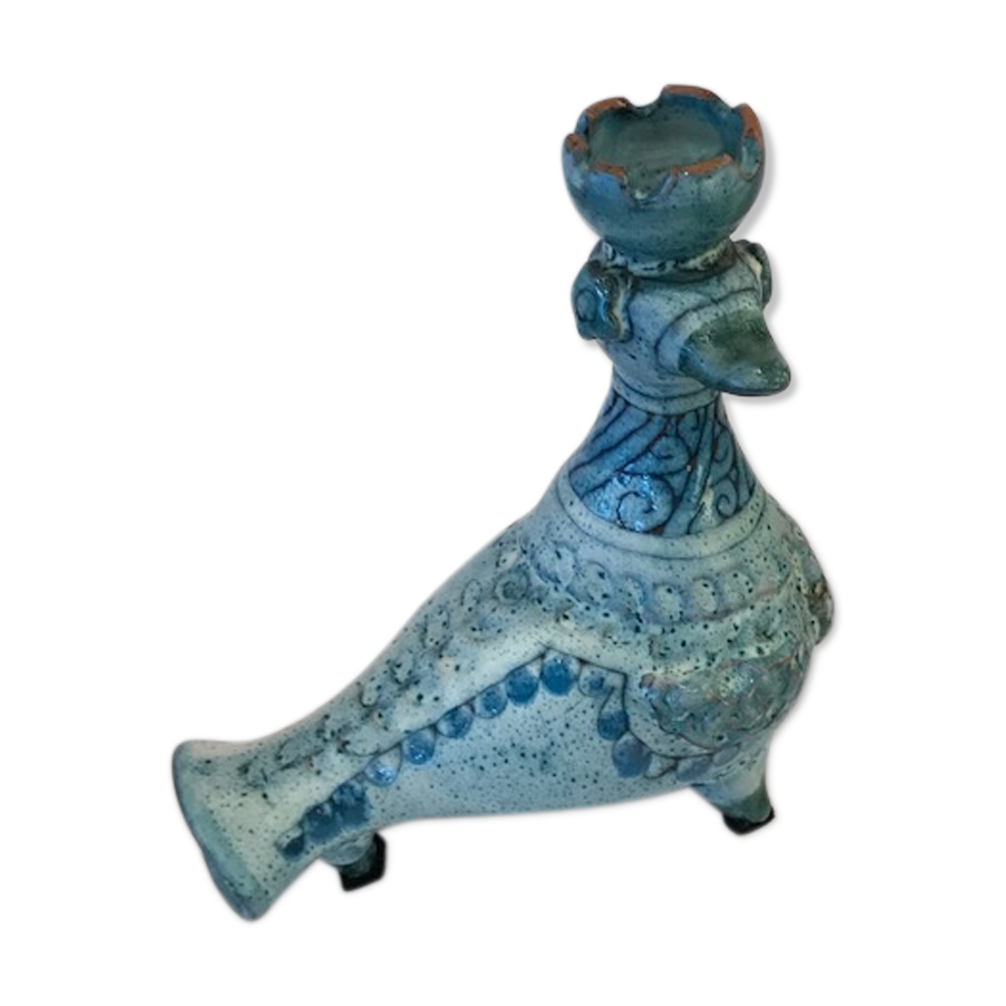 Ccandleholder in blue ceramics