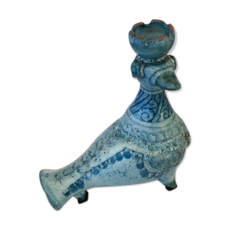 Ccandleholder in blue ceramics