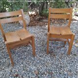 Set of two regain wooden chairs by roland haeuster, for les arcs selection charlottes perriand