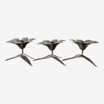 3 bougeoirs cendriers fleurs 1950 – 1960