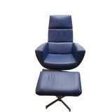 Leather arm chair with footstool