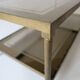vintage brass coffee table with smoked glass mirror, antique Maison Jansen