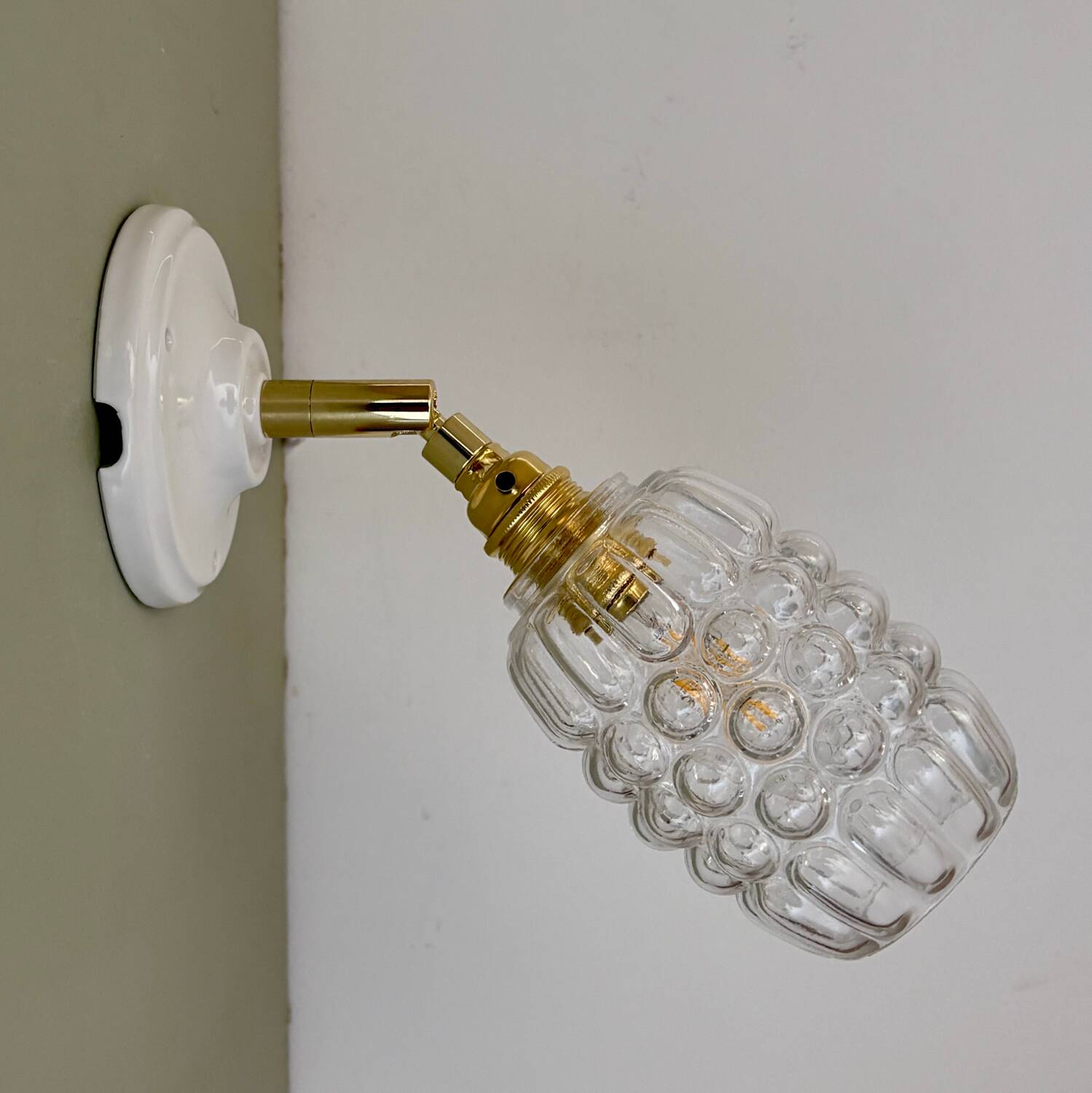 Vintage bubble glass tulip wall light