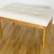 Oak bench, white fabric