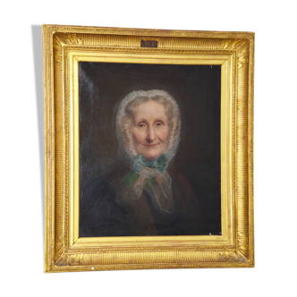 Portrait huile sur toile XIXème signé Elisa Drojat 1867