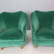 Pair of velvet armchairs Gio Ponti style