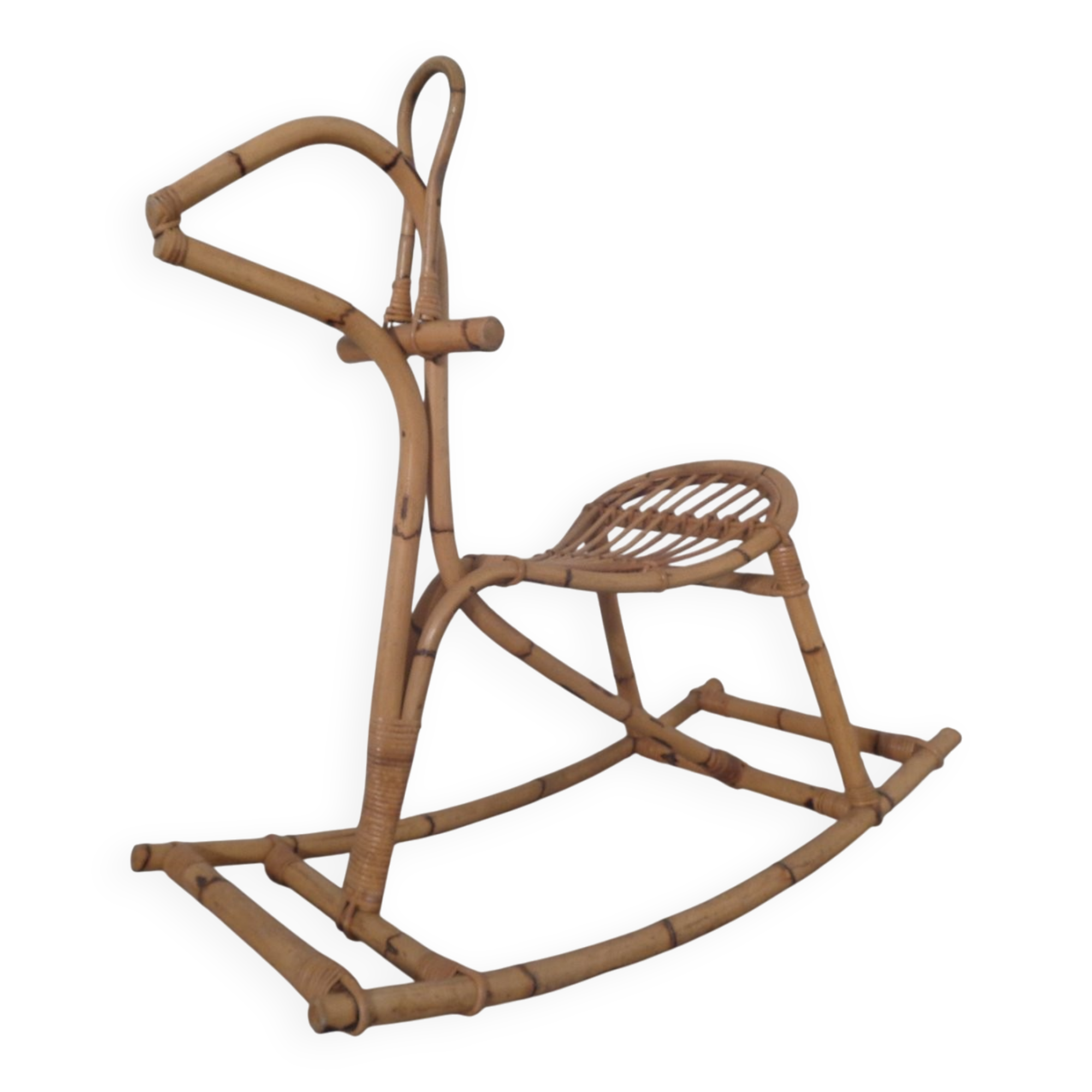 Large Bamboo Rocking Horse by Dirk van Sliedregt for Rohé Noordwolde, 1950s
