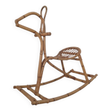 Large Bamboo Rocking Horse by Dirk van Sliedregt for Rohé Noordwolde, 1950s