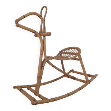Large Bamboo Rocking Horse by Dirk van Sliedregt for Rohé Noordwolde, 1950s