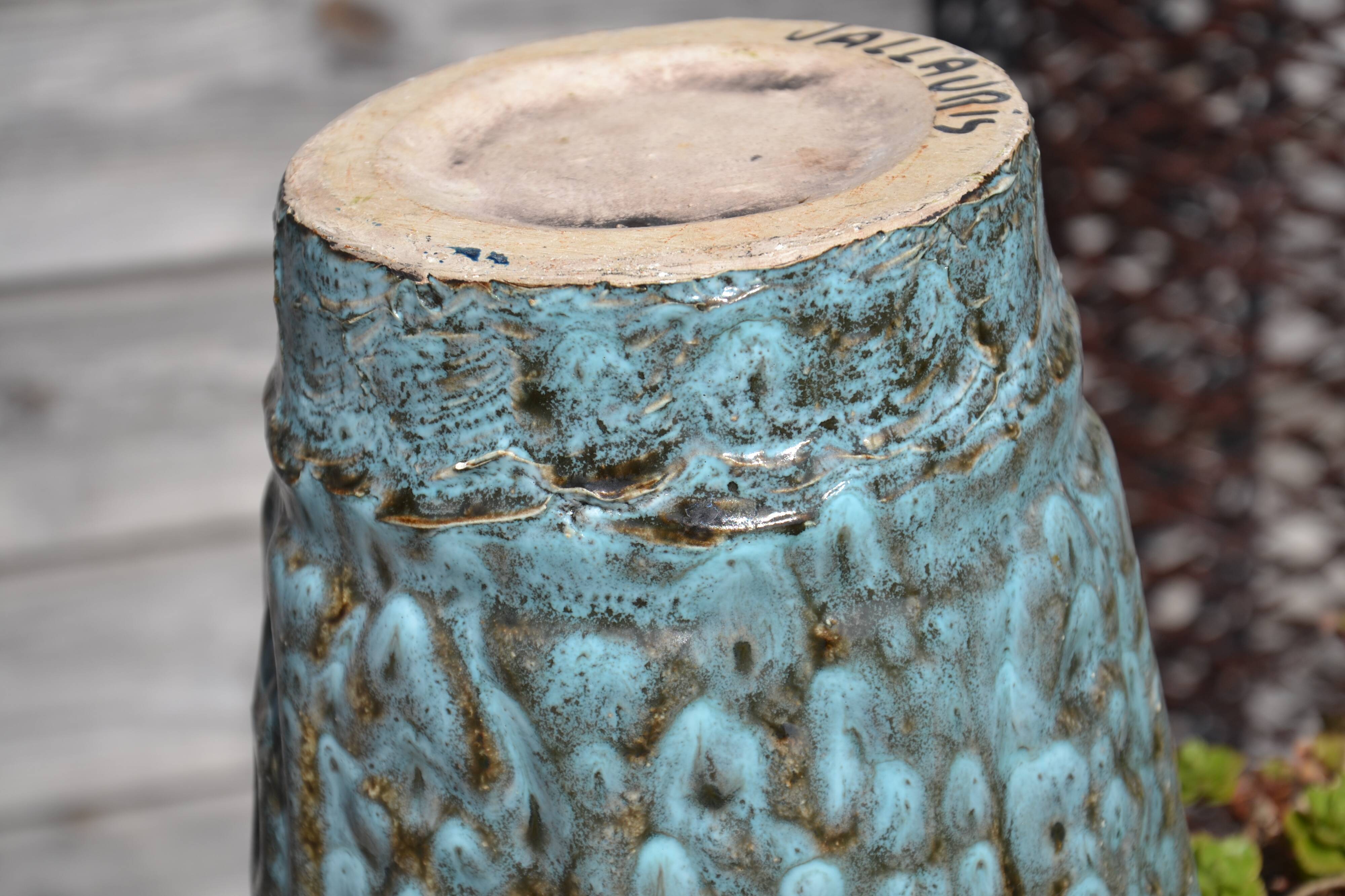 Large Vallauris vase "sea foam" H 41.5 cm