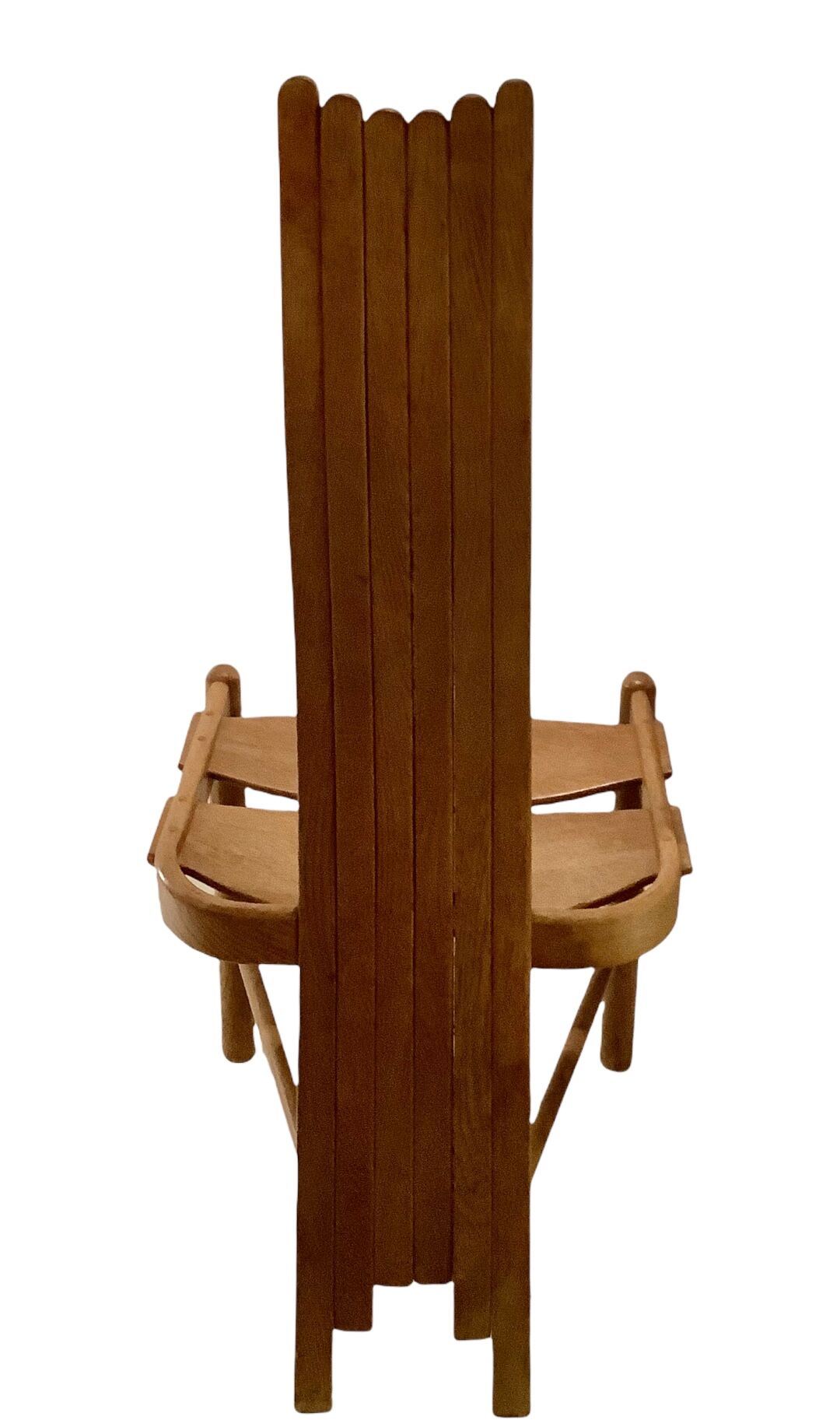 Vintage chairs in curved solid oak, c.1970, set of 4