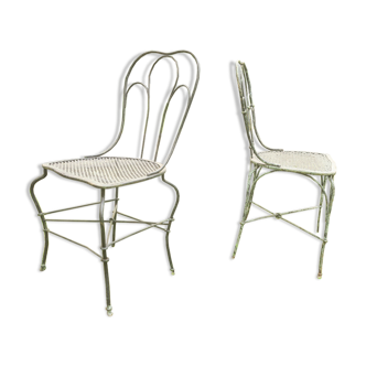 Antique wrought iron garden chairs, set of 2
