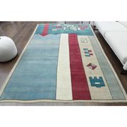 Vintage Turkish Oushak handmade wool cotton blue area rug 204x304