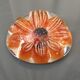Sulfure presse-papier fleur orange ambre daum france