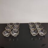 Set of 6 champagne glasses with gold edging and vintage star feet