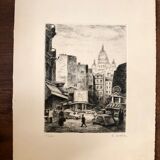 Le Sacré-Coeur, gravure ancienne de Robert Lotiron